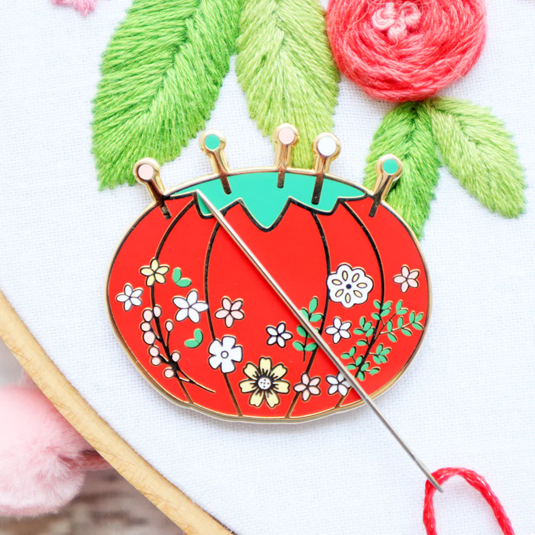 Flamingo Toes Vintage Tomato Pin Cushion Needle Minder