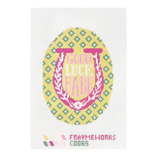 Fraymeworks Good Luck Babe Oval Needlepoint Canvas