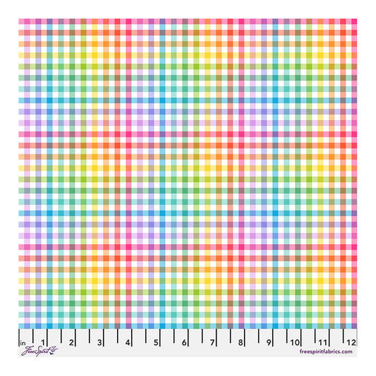 FreeSpirit Fabrics Daughter Earth Rainbow Gingham - White