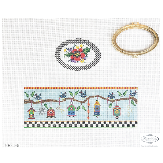 Funda Scully Bird Stitchers Oval Hinged Box Needlepoint Canvas