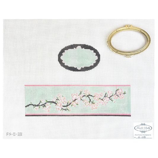 Funda Scully Dogwood Oval Hinged Box Needlepoint Canvas