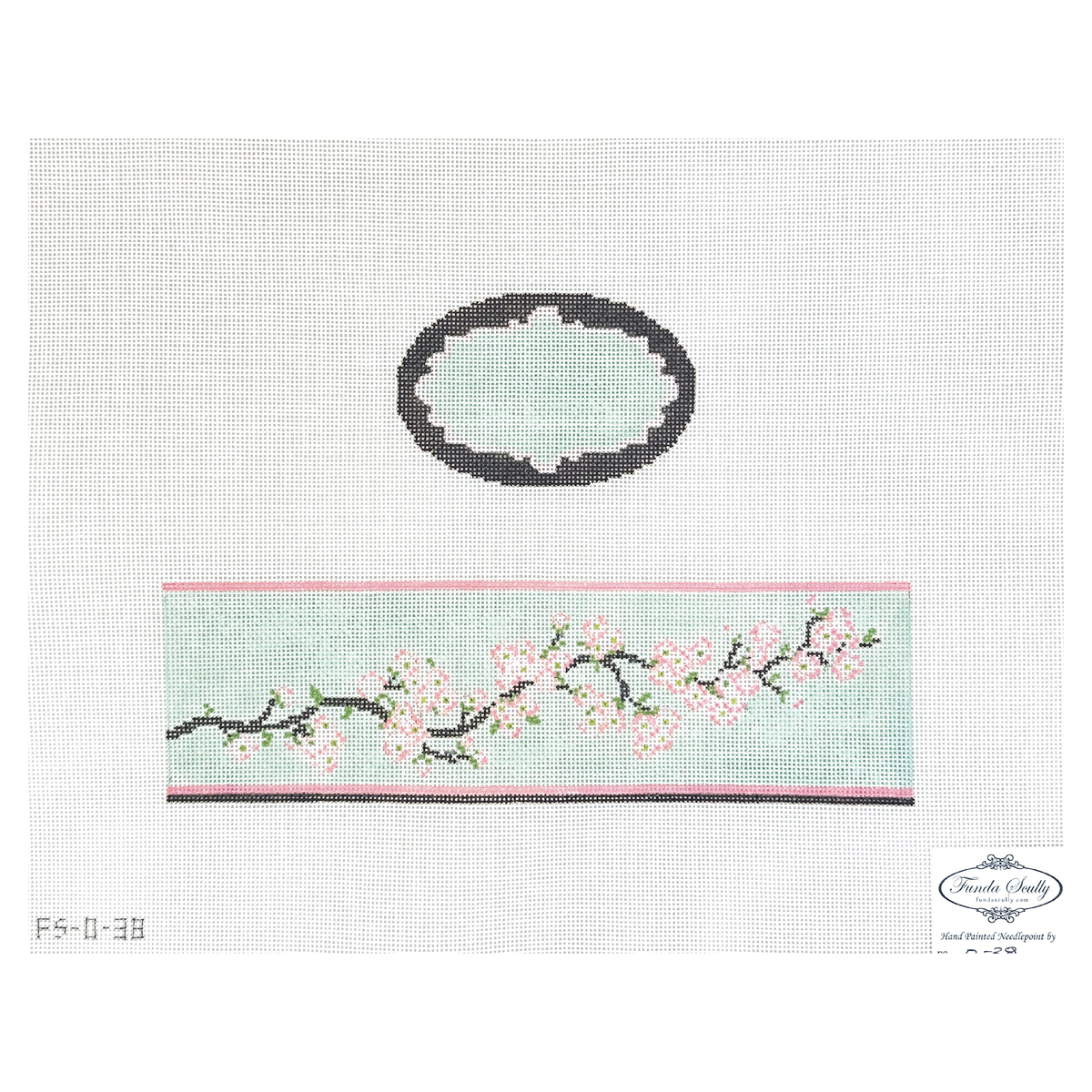 Funda Scully Dogwood Oval Hinged Box Needlepoint Canvas