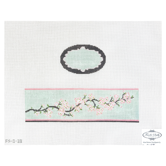 Funda Scully Dogwood Oval Hinged Box Needlepoint Canvas