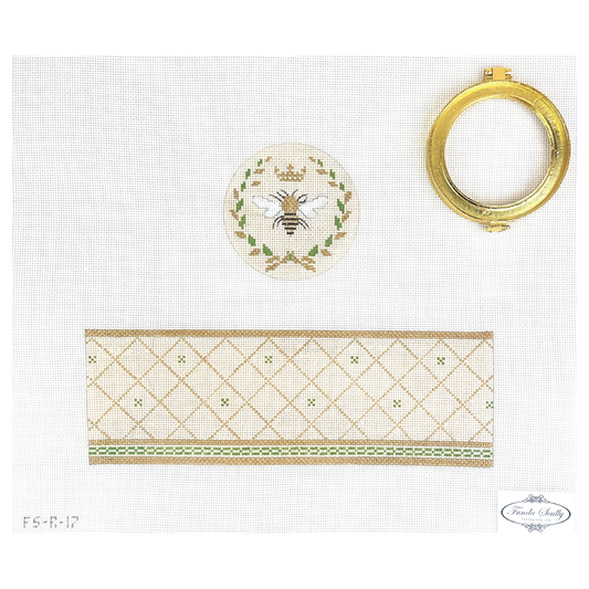 Funda Scully Queen Bee Beige Round Hinged Box Needlepoint Canvas