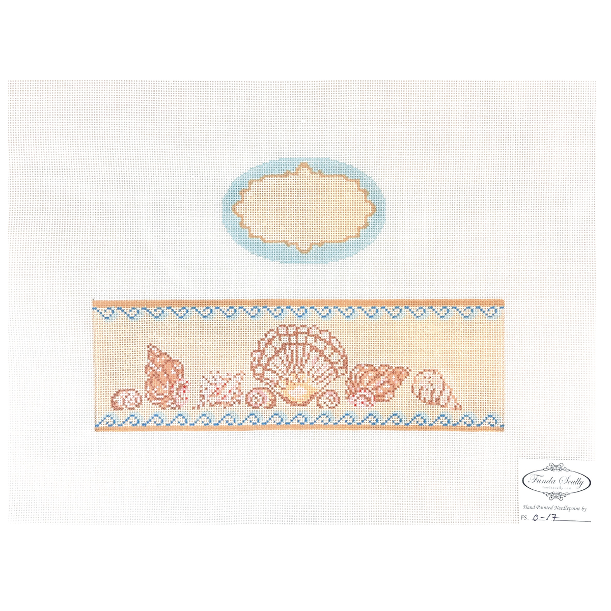 Funda Scully Sea Shells Oval Hinged Box Needlepoint Canvas