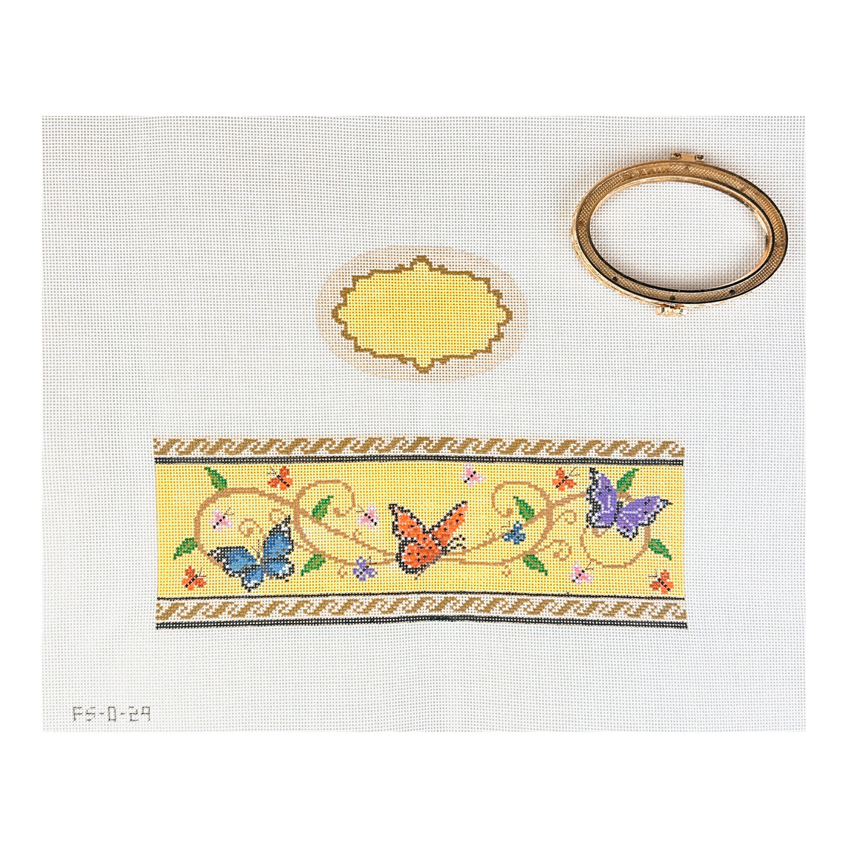 Funda Scully Spring Oval Hinged Box Needlepoint Canvas