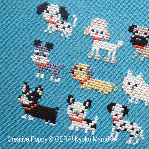 Creative Poppy Gera! by Kyoko Maruoka 15 Dog Breeds Cross Stitch Pattern