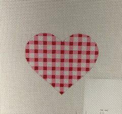 Kate Dickerson Needlepoint Collections Mini Heart Gingham Bright Pink and Red Needlepoint Canvas