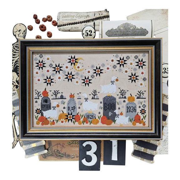 Hello From Liz Mathews Ghoosts in the Graveyard Cross Stitch Pattern