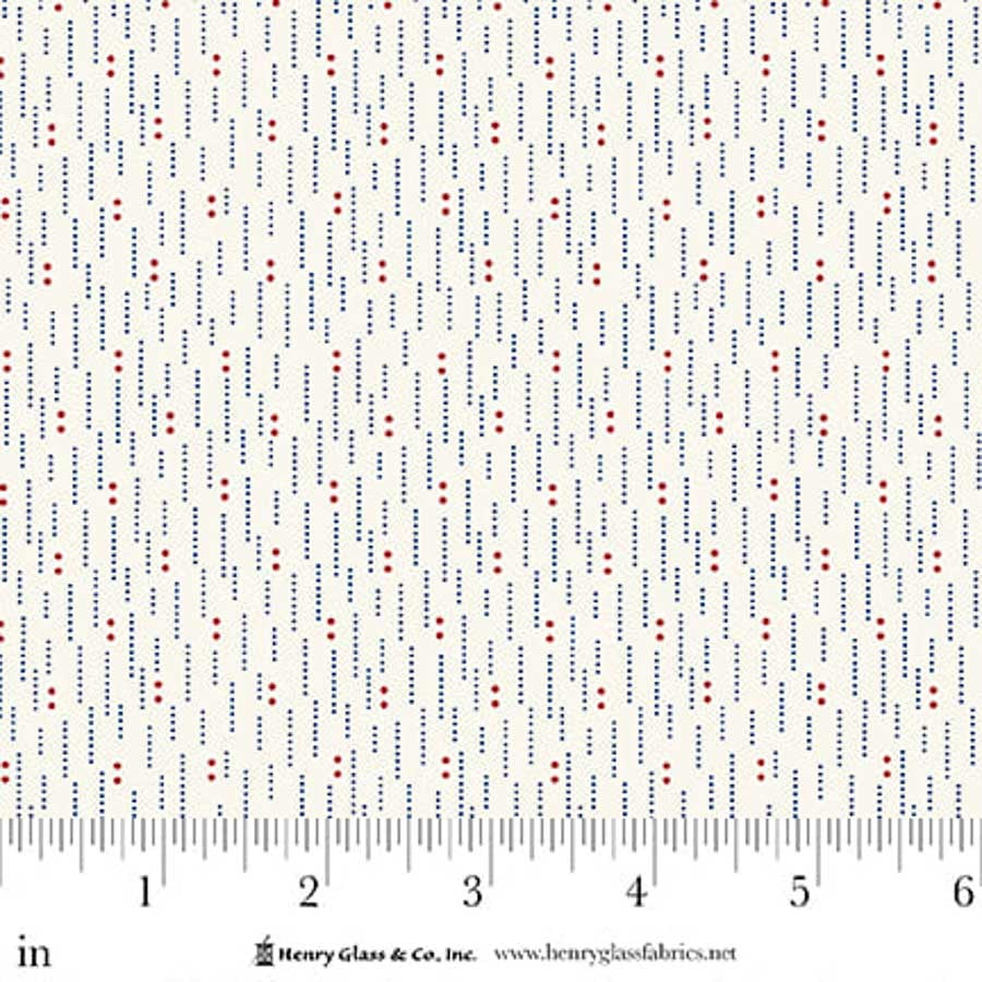 Henry Glass Stacy West Seasonal Shirtings Dotted Lines Cotton in Blue/Red