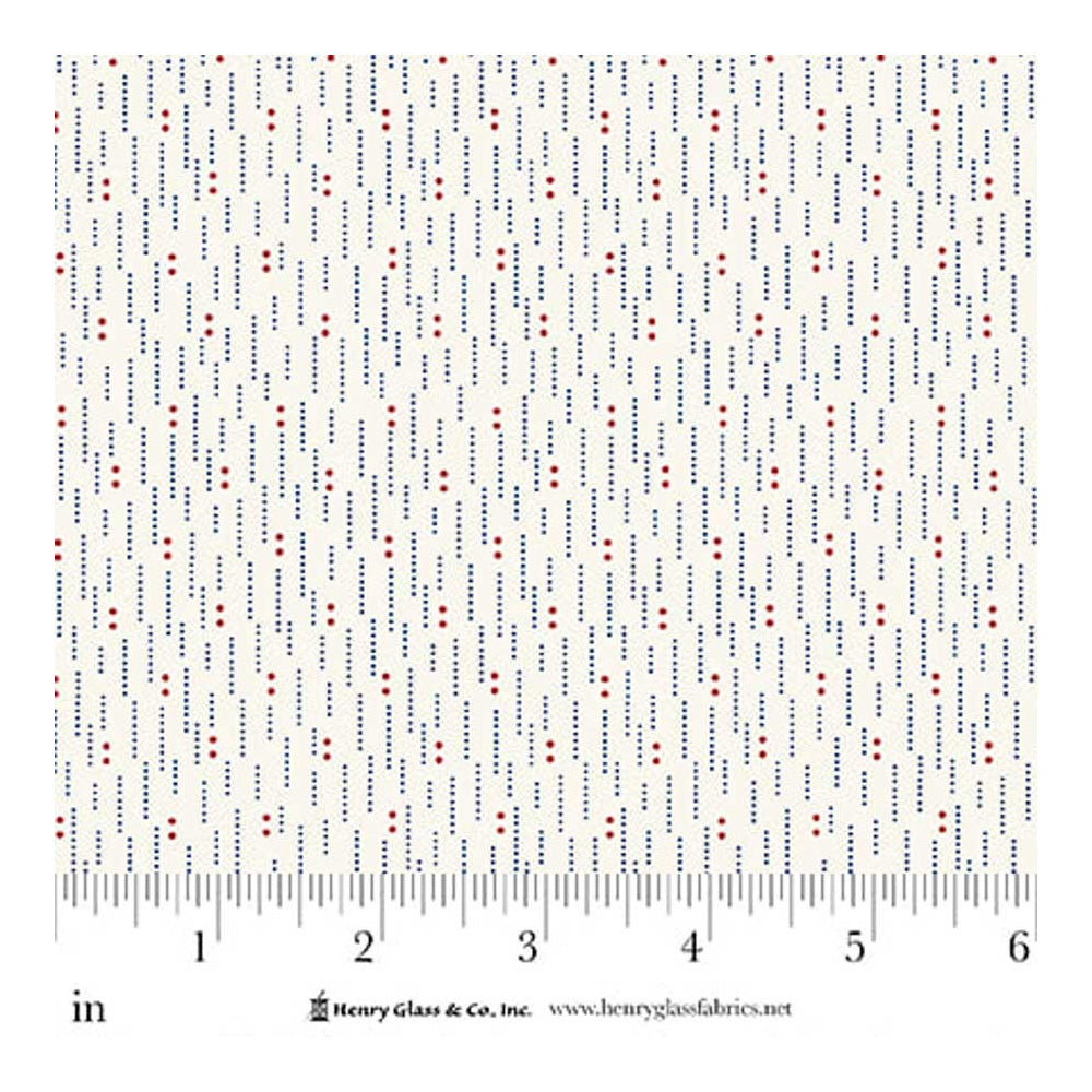 Henry Glass Stacy West Seasonal Shirtings Dotted Lines Cotton in Blue/Red
