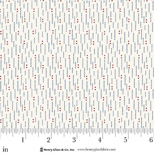 Henry Glass Stacy West Seasonal Shirtings Dotted Lines Cotton in Blue/Red