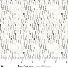 Henry Glass Stacy West Seasonal Shirtings Dotted Lines Cotton in Blue/Red