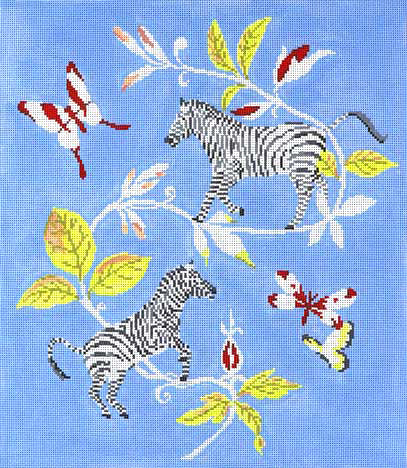 The Meredith Collection Harrison Howard Zebras At Play Needlepoint Canvas