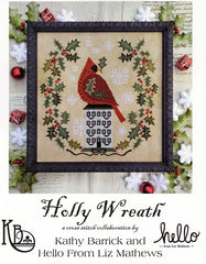 Kathy Barrick and Liz Matthews Holly Wreath Cross Stitch Pattern