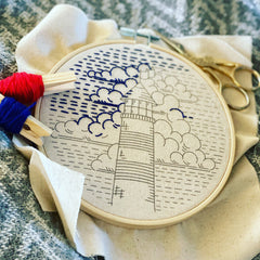 Hook Line and Tinker Lighthouse Embroidery Kit