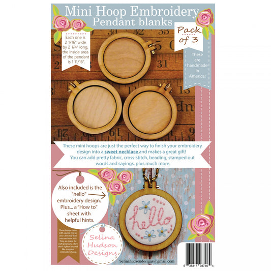 Hudson's Holidays Designs Mini Embroidery Hoop Pendants - Set of 3