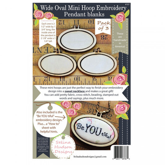 Hudson's Holidays Designs Wide Oval Embroidery Pendant Blanks by Selina Hudson