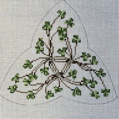 The Gingham Stitchery Kate Woodward Shamrock Celtic Knot Needlepoint Canvas