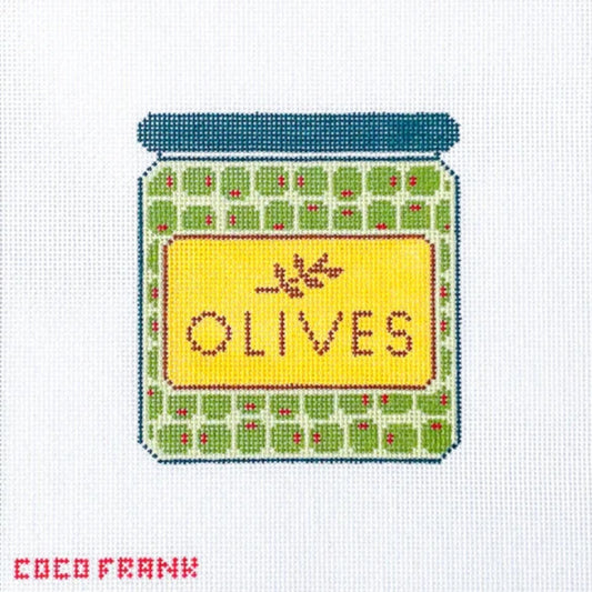 Coco Frank Olive Jar Needlepoint Canvas
