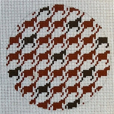 The Gingham Stitchery Kate Woodward Horse Tooth Round Needlepoint Canvas