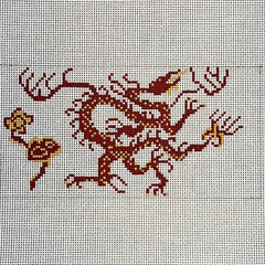 The Gingham Stitchery Amelia Bond Designs Chinoiserie Dragon Red Needlepoint Canvas