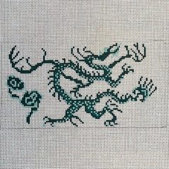 The Gingham Stitchery Amelia Bond Designs Chinoiserie Dragon Green Needlepoint Canvas