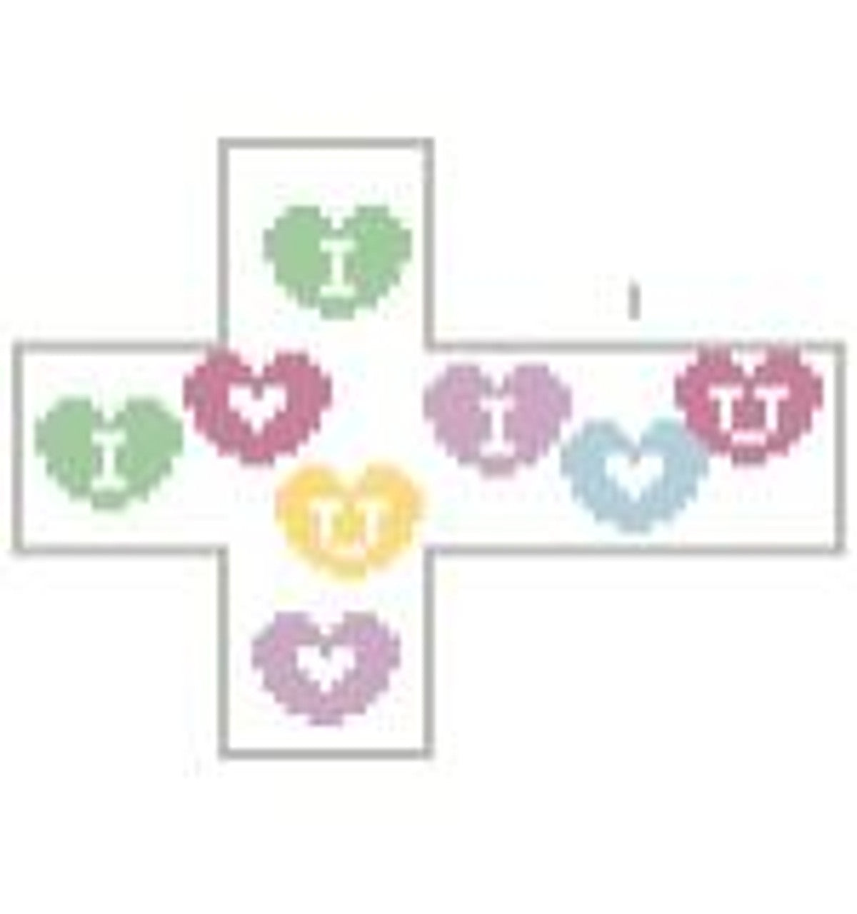 Kathy Schenkel Designs Conversation Hearts Tiny Cube Ornament Needlepoint Canvas with Embellishments