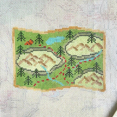 Fire and Iris Hiking Map Needlepoint Canvas