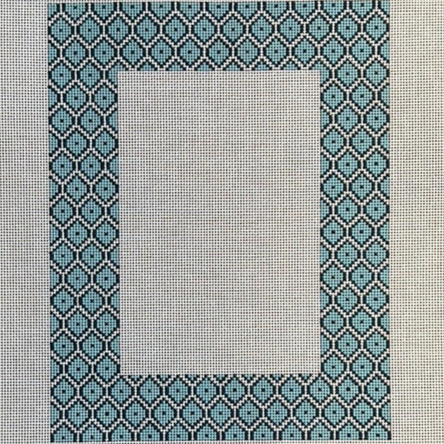 The Gingham Stitchery Amelia Bond Designs Blue Fish Scale Picture Frame Needlepoint Canvas