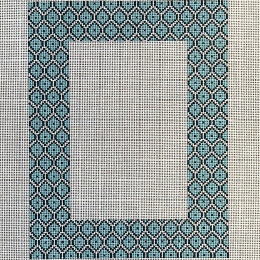 The Gingham Stitchery Amelia Bond Designs Blue Fish Scale Picture Frame Needlepoint Canvas