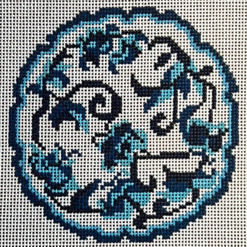 The Gingham Stitchery Amelia Bond Designs Toile De Jouy Round Needlepoint Canvas