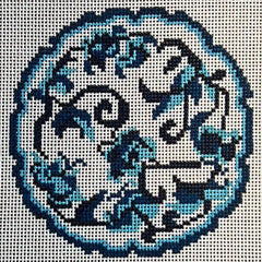 The Gingham Stitchery Amelia Bond Designs Toile De Jouy Round Needlepoint Canvas