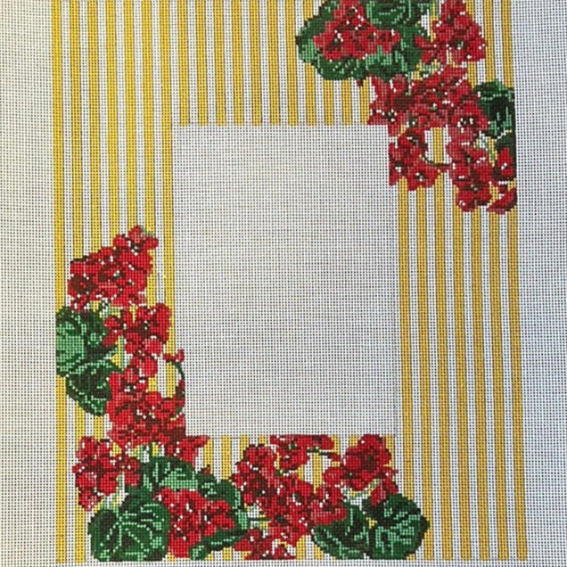 The Gingham Stitchery Kate Woodward Geranium Frame Needlepoint Canvas