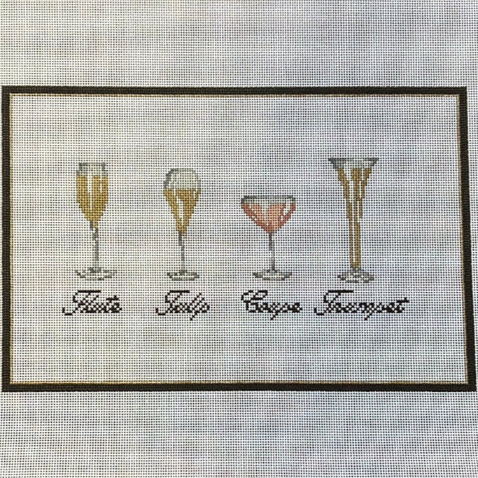 The Gingham Stitchery Kate Woodward Champagne Glasses Needlepoint Canvas