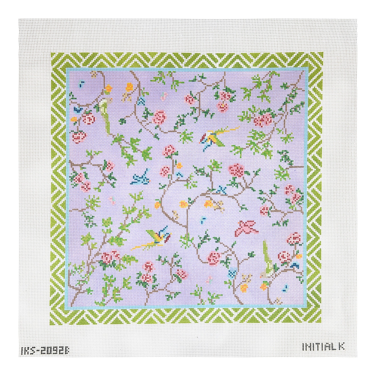 Initial K Studio Bird Chinoiserie Needlepoint Canvas - Large
