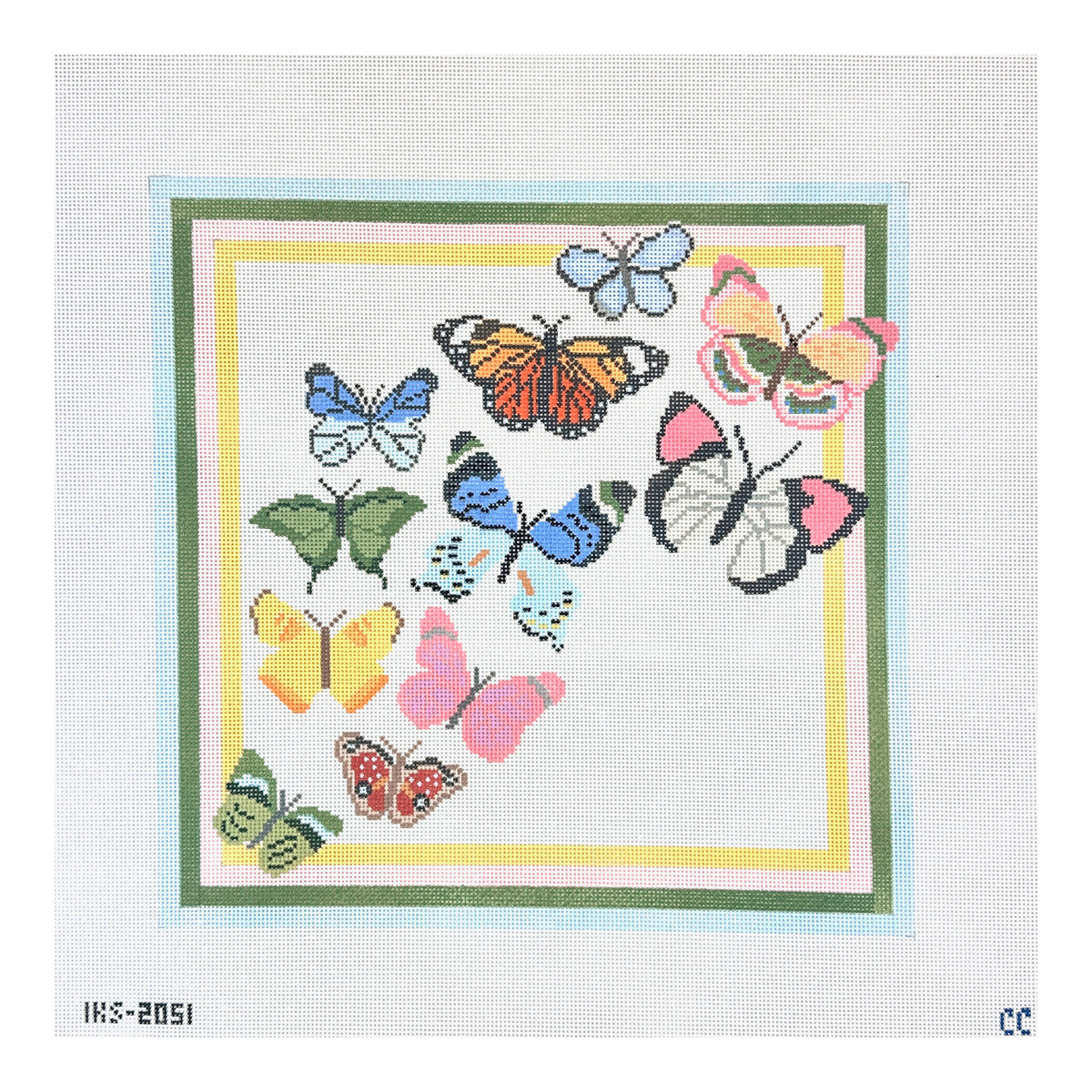 Initial K Studio Catherine Cartie Butterfly Migration Needlepoint Canvas
