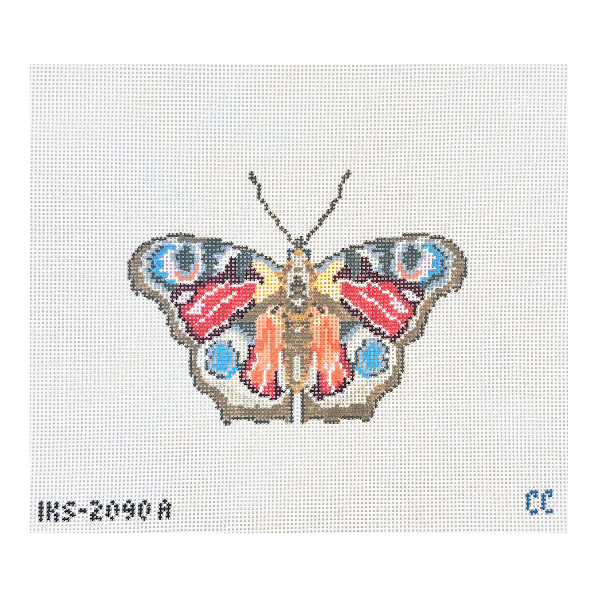 Initial K Studio Butterfly Ornament Needlepoint Canvas - Peacock