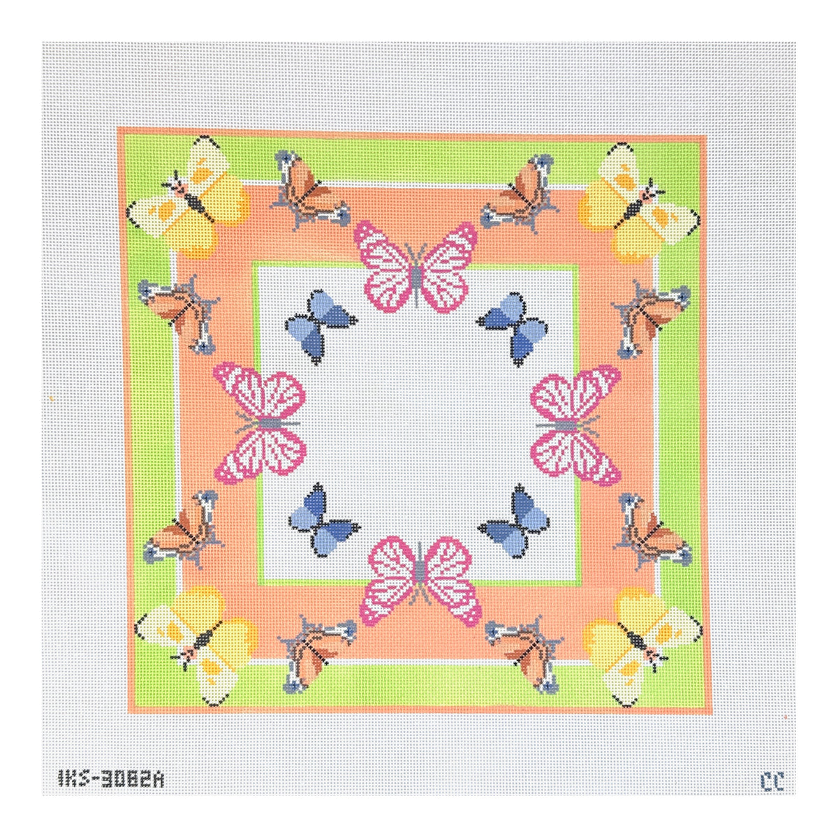 Initial K Studio Catherine Cartie Bright Butterfly Scarf Needlepoint Canvas