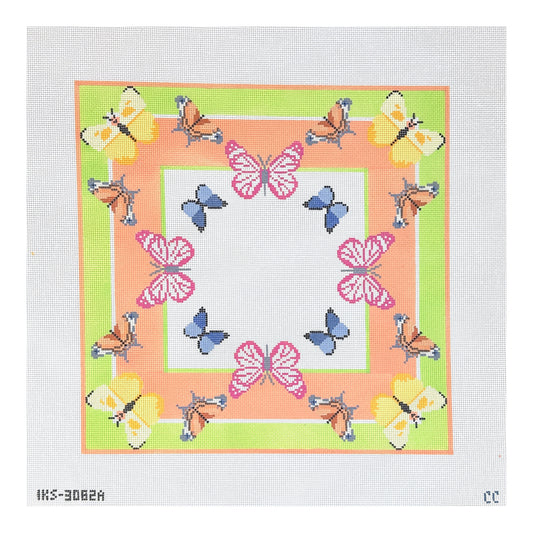 Initial K Studio Catherine Cartie Bright Butterfly Scarf Needlepoint Canvas