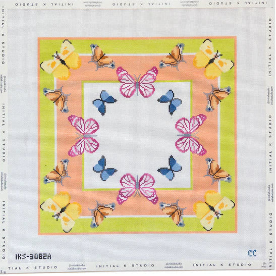 Initial K Studio Catherine Cartie Bright Butterfly Scarf Needlepoint Canvas