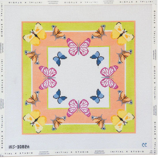 Initial K Studio Catherine Cartie Bright Butterfly Scarf Needlepoint Canvas