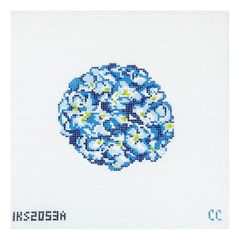Initial K Studio Catherine Cartie Calligraphy Blue Hydrangea Ornament Needlepoint Canvas