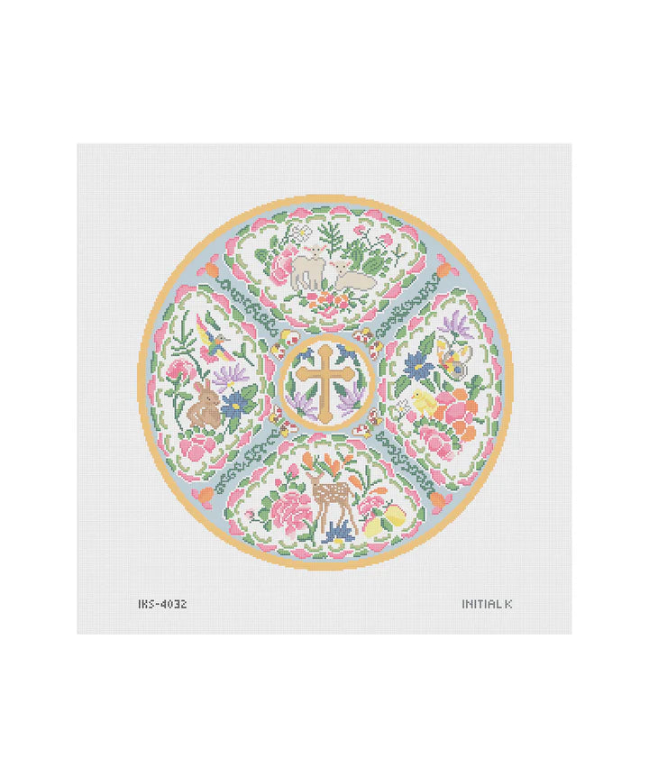 Initial K Studio Easter Rose Medallion Needlepoint Canvas