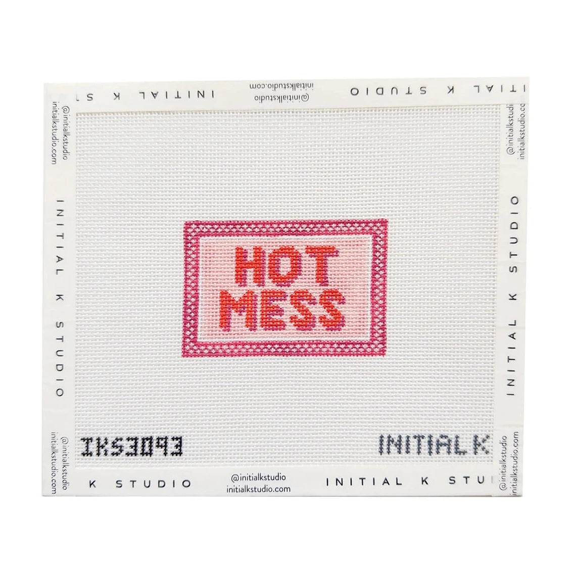 Initial K Studio Hot Mess Bag Tag Needlepoint Canvas