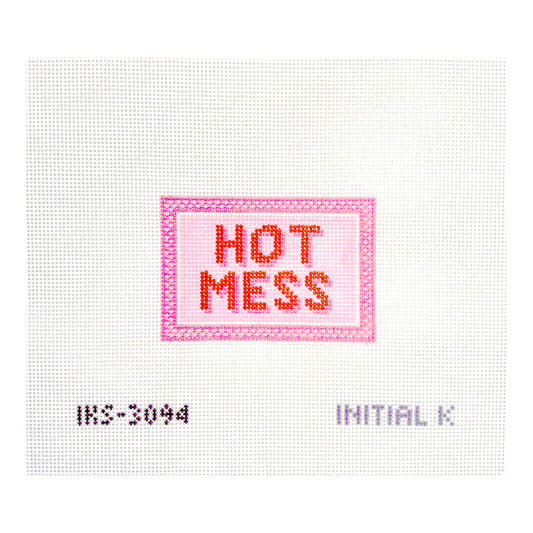 Initial K Studio Hot Mess Bag Tag Needlepoint Canvas