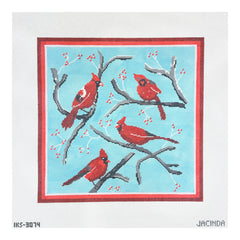Initial K Studio Winter Cardinals Needlepoint Canvas