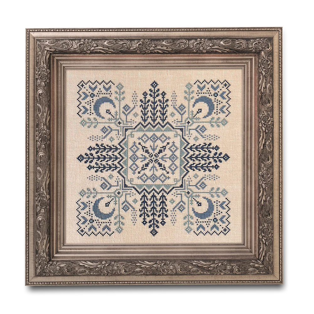Ink Circles Blue Corn Cross Stitch Pattern
