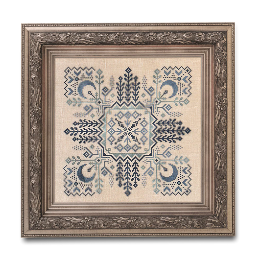 Ink Circles Blue Corn Cross Stitch Pattern