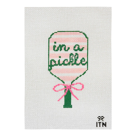 Ivy Thread In a Pickle Pickleball Racket Needlepoint Canvas